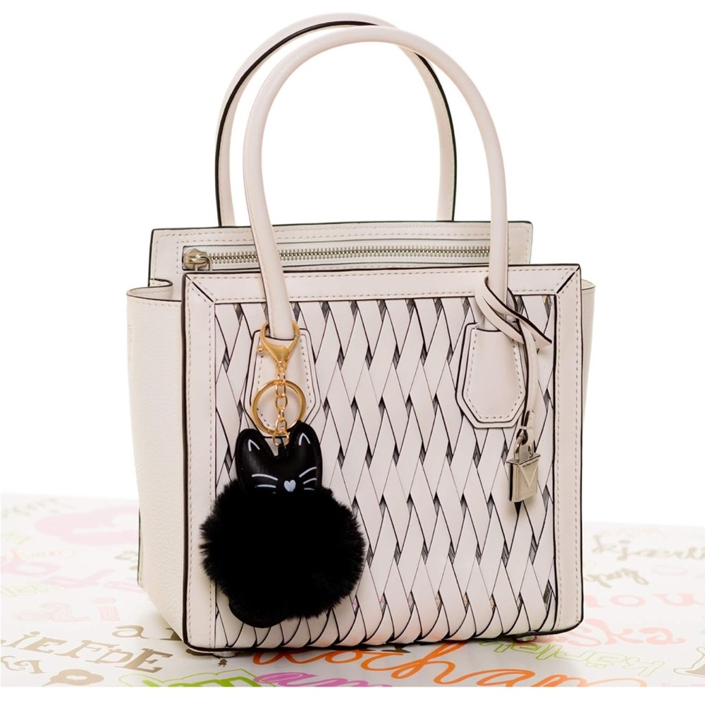 🐈‍⬛ Plush Kitty Cat Charm Keychain Faux Rabbit Fur Black NWT - Picture 3 of 9